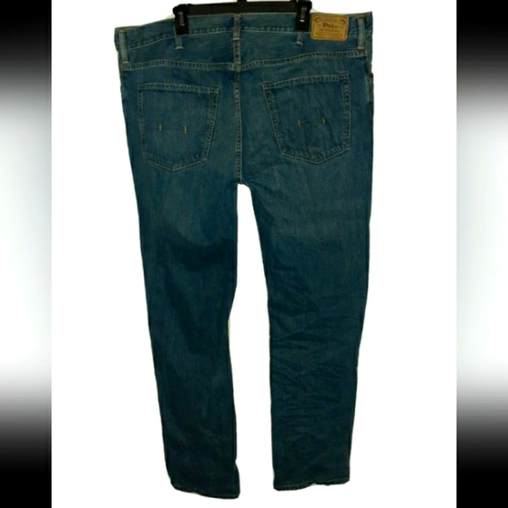 Mens 42B-34 POLO Ralph Lauren HAMPTON STRAIGHT Denim Blue Jeans, Big&Tall -EUC-